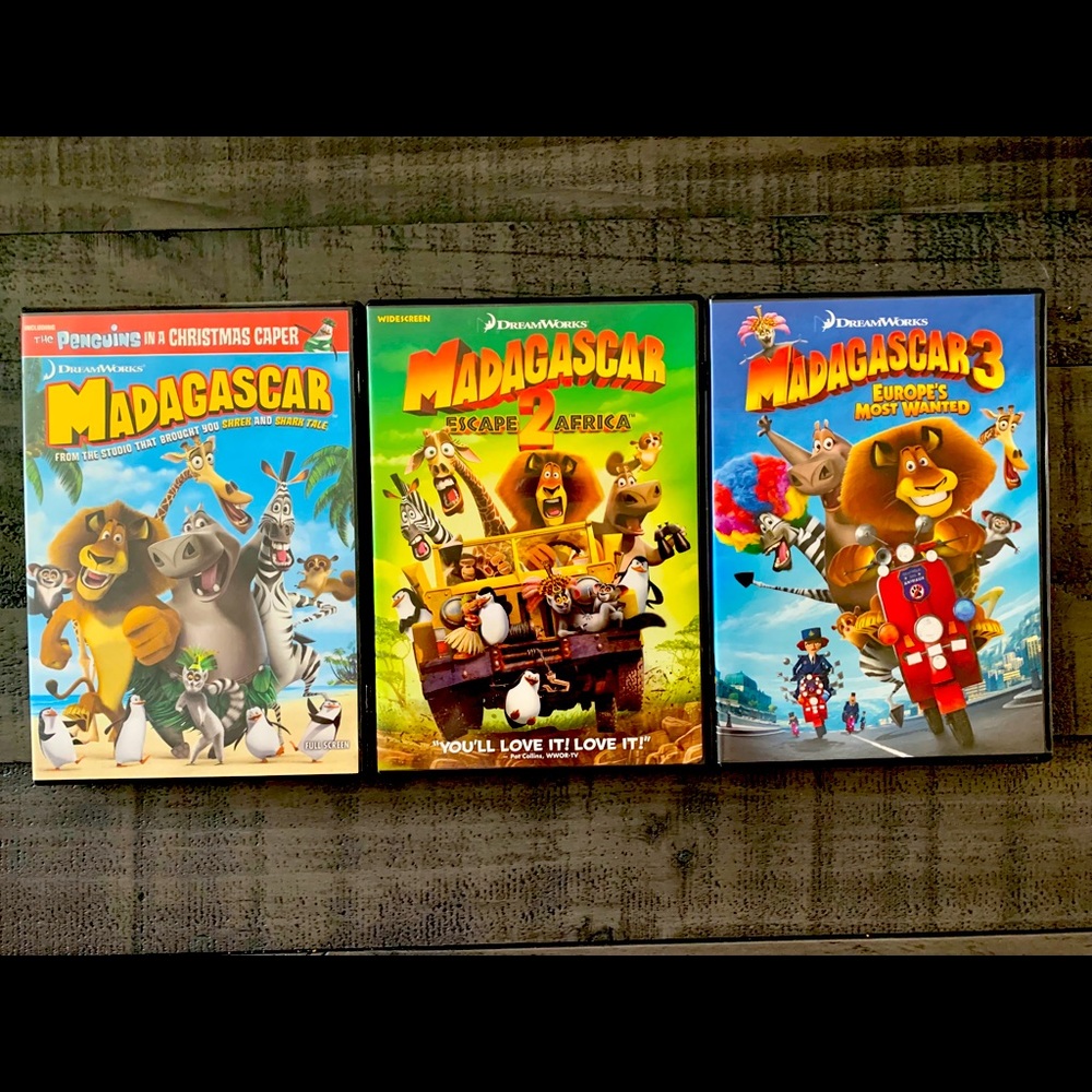 Madagascar 1, 2 , 3  DVD’s